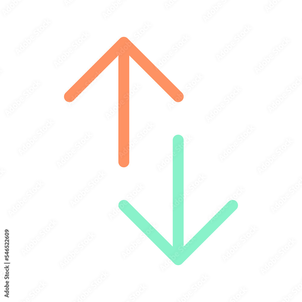 Poster up and down directions flat color ui icon. news feed scrolling. webpage control instruments. simple 