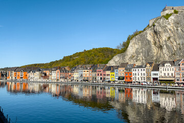 Fototapeta na wymiar View of the historic town of Dinant with scenic River Meuse in Belgium