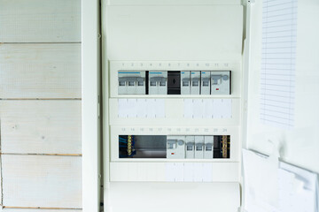 Electrical control panel metal shield energy distribution for CNC machine with controllers automats.
