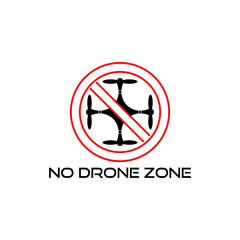 No drone zone icon warning sign isolated on white background