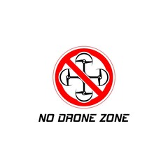 No drone zone icon warning sign isolated on white background