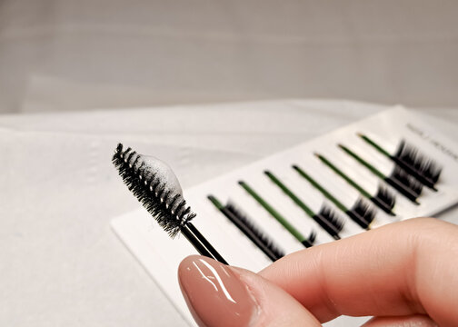 Black Brush For Eyelashes With Lash Shampoo Foam ,cleaning Lashes Concept