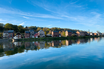 Fototapeta na wymiar View of the historic town of Dinant with scenic River Meuse in Belgium