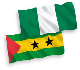 Flags of Saint Thomas and Prince and Nigeria on a white background