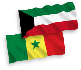 Flags of Republic of Senegal and Kuwait on a white background