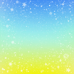 Christmas snowfall on ukraine colors background