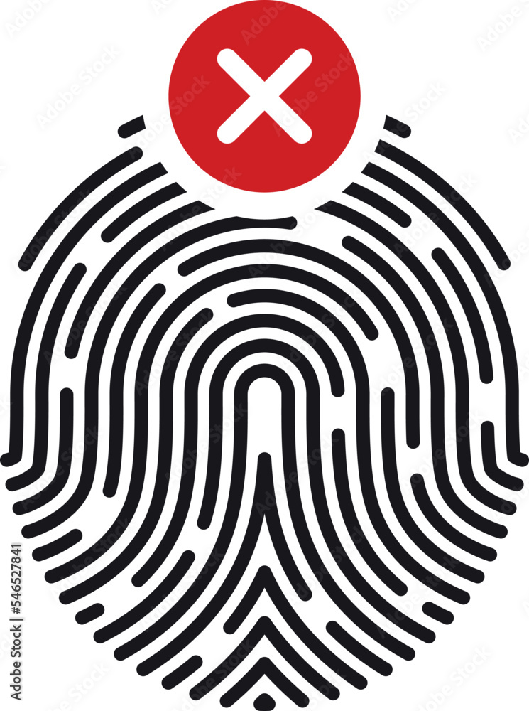 Poster wrong fingerprint scan. identity recognition failed icon
