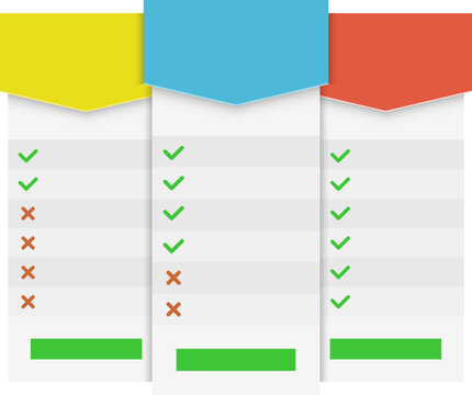 Price comparison menu template. Blank web page