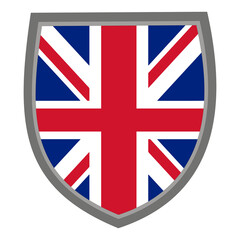 Shield with the colors of the United Kingdom Flag, Union Flag or Union Jack - original RGB color