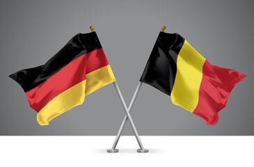 Two Crossed Flags of Germany and Belgium