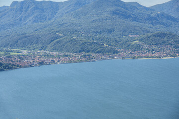 Aerial view of Luino and Germibnaga on the Lake Maggiore
