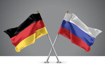 Two Crossed Flags of Germany and Russia