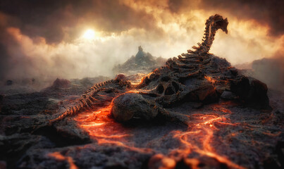 Bones in lava