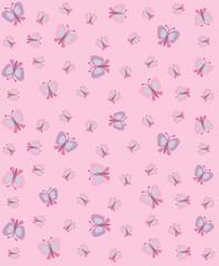 Pink background with small and big butterflies, colorful butterflies, girly background, baby fashion, rapport,