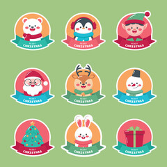 Fototapeta premium vector set of Christmas stickers