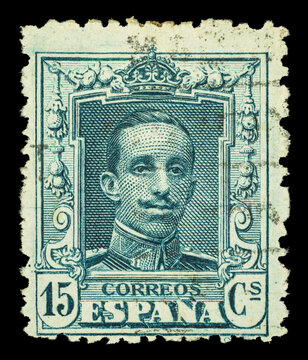 SPAIN - CIRCA 1920: A stamp printed in Spain shows King Alfonso XIII series, circa 1920. 