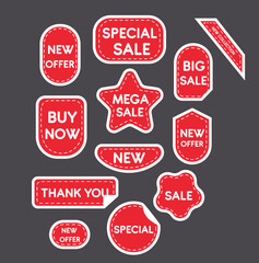 Discounts on black friday, shopping day, red labels, tag