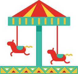 Obraz premium Carousel icon. Horse riding attraction. Amusement park icon