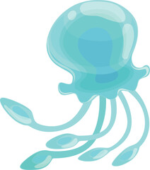 Blue jellyfish. Marine animal icon. Ocean fauna