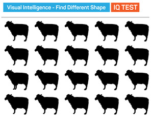 Fototapeta premium Difference puzzle, find the different one. Visual intelligence questions IQ TEST, visual intelligence questions. Find the missing, Find the missing piece