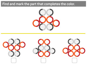 Find and mark the part that completes the color.