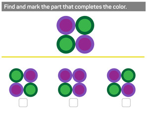 Find and mark the part that completes the color.