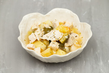 Clean food, Boiled chicken breasts with vegetables.