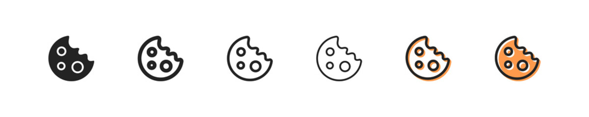 Bitten cookie line icon. Food, Muffin, cake, dessert, pie, cupcake, eat, sweetnes, cream, baking, sweet, delicious. Yummy concept. Vector line icon for Business and Advertising