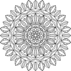Hand Drawn Mandala, Round Indian Ornament