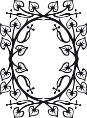 Vector frame with leaves handmade silhouette