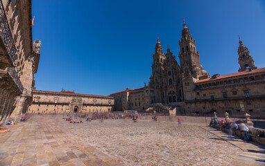 Long exposure of Obradoiro Plaza in Santiago