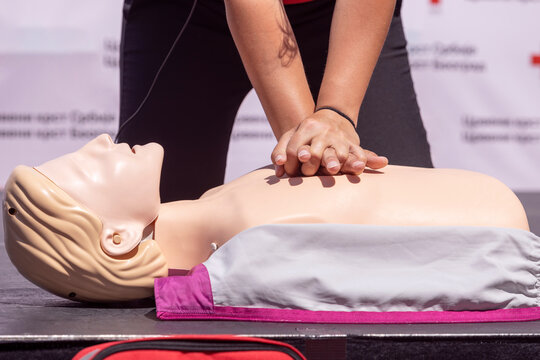 First aid training or Cardiopulmonary resuscitation course on CPR dummy