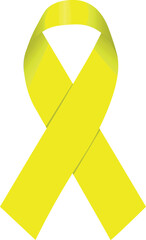the yellow awareness ribbon. bone cancer symbol