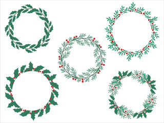 Christmas Flower Circle Frame Illustration