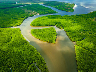Heart shape island in Khao Chom Pa Sea Mangrove view point, in Trang, Thailand 