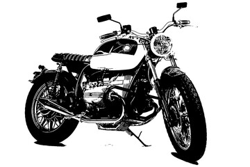 motorcycle on a white background vintage old
