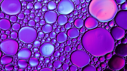 Abstract Colorful Food Oil Drops Bubbles and spheres Flowing on Water Surface - 546541865