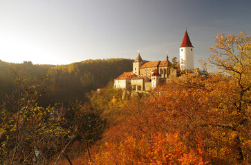 Krivoklat Castle during the golden hour, Czech Republic