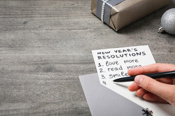 Concept of New Year Resolutions list, new year goals, space for text