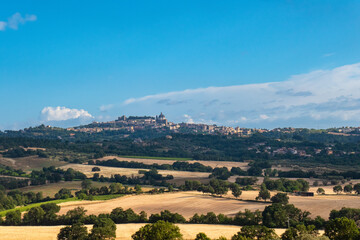 Italian landscape along via Francigena, between Montefiasconi and Viterbo, Lazio, June 2022 - obrazy, fototapety, plakaty