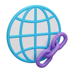 Globe link 3D illustration - obrazy, fototapety, plakaty