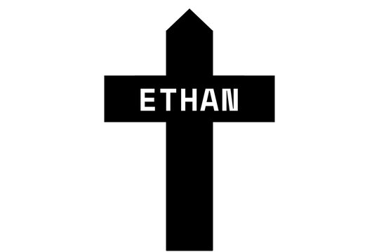 Ethan: Illustration eines schwarzen Kreuzes mit dem Vornamen Ethan