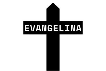 Evangelina: Illustration eines schwarzen Kreuzes mit dem Vornamen Evangelina © Modern Design & Foto