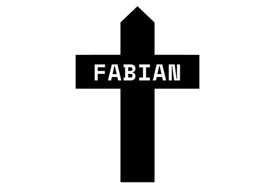 Fabian: Illustration eines schwarzen Kreuzes mit dem Vornamen Fabian