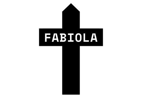 Fabiola: Illustration eines schwarzen Kreuzes mit dem Vornamen Fabiola