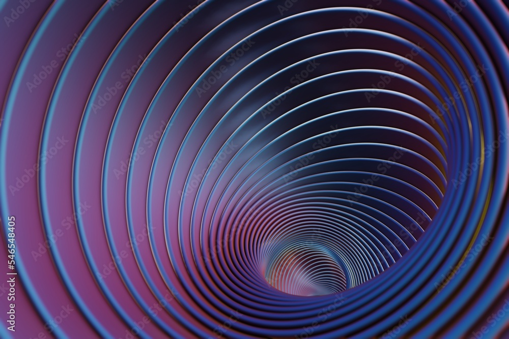 Aufkleber Sci-fi tunnel. Abstract multicolour tunnel as background in the style of cyberpunk or high-tech future. 3d rendering illustration..