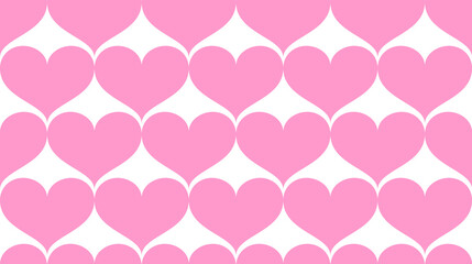 Pink hearts seamless vector romantic pattern for wrapping paper, cover design, postcard, poster, flyers, cards. Endless ornament for Valentine day. Template for design. Pink and white Valentines.