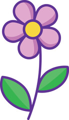 Flower drawing in childish style. Cute blooming plant