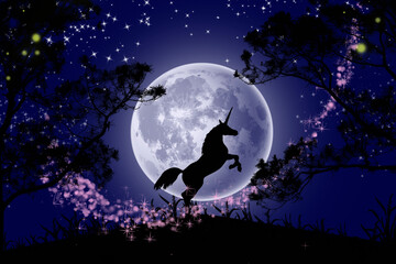 Obraz na płótnie Canvas unicorn in the night background