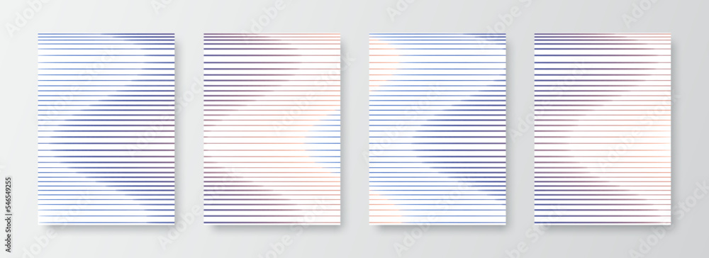 Poster set of cover designs. minimal colorful lines pattern composition. abstract monochrome stripe texture
